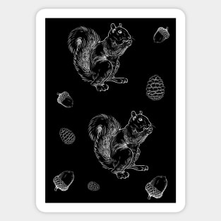 Squirrel with acorn and pinecone - Woodland Sticker